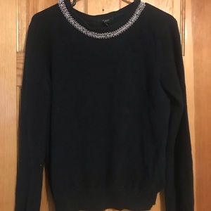 Long Sleeve Sweater with Beaded Neckline